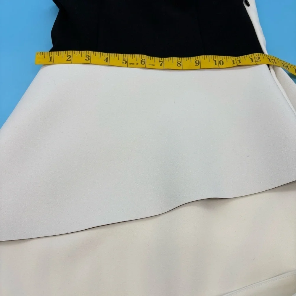 Halston Heritage Monochrome Asymmetrical Dress Black and White Size 0
